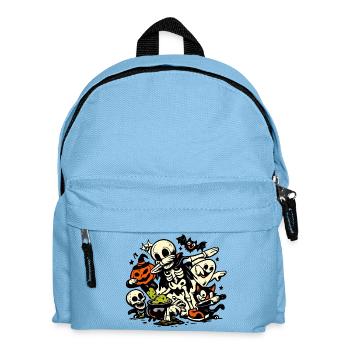 Skelett Kürbis Geist Halloween Party Kostüm - Kinder Rucksack - Hellblau - Vorne