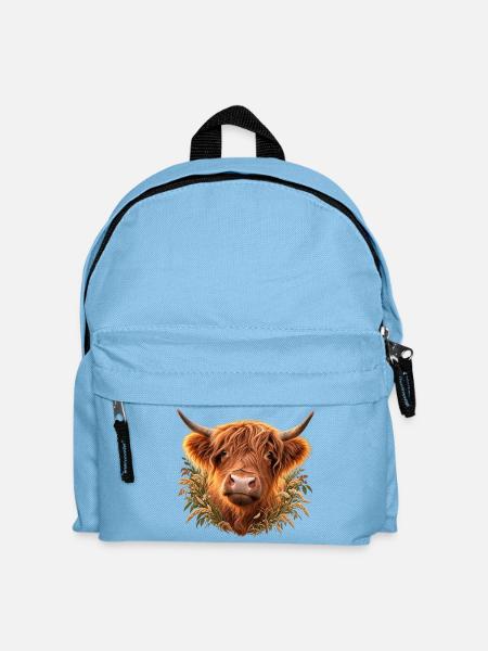 Highland Cattle Portrait - Kinder Rucksack - Hellblau