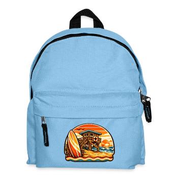 Beach Lifeguard Sunset Surfboard - Kids' Backpack - light blue - Front