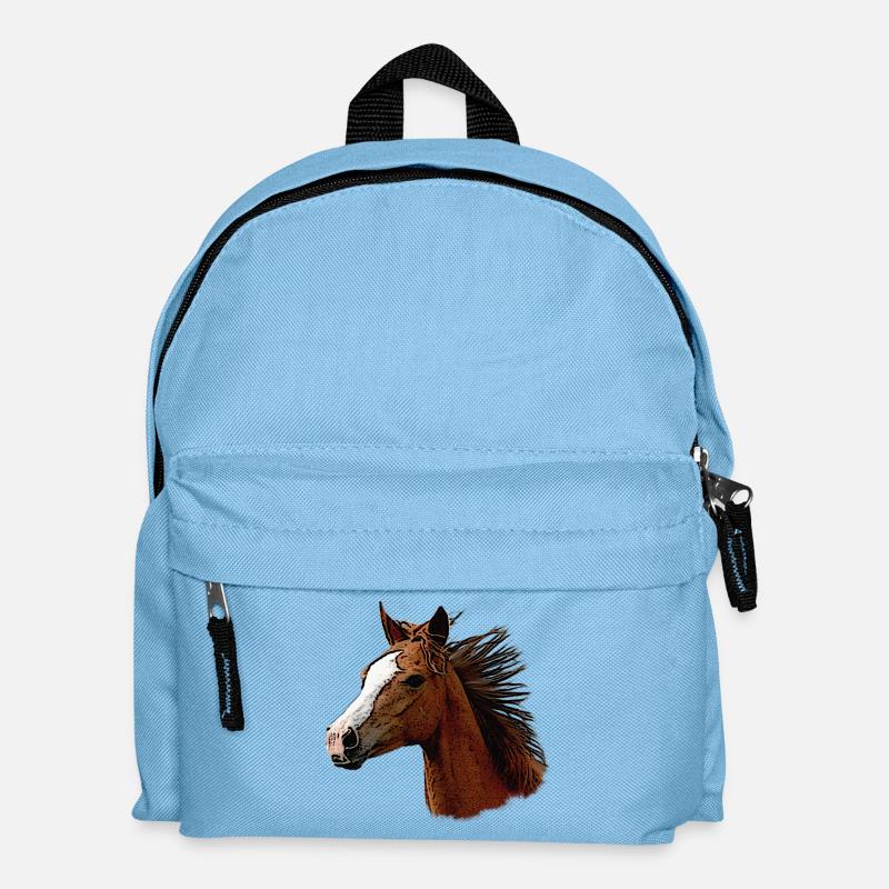pferdegesicht seitlich, wunderschöne pferde - Kinder Rucksack - Hellblau