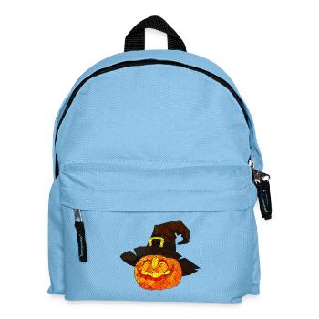 Polygonaler Halloween Kürbis dreieckige Poly Kunst - Kinder Rucksack - Hellblau - Vorne