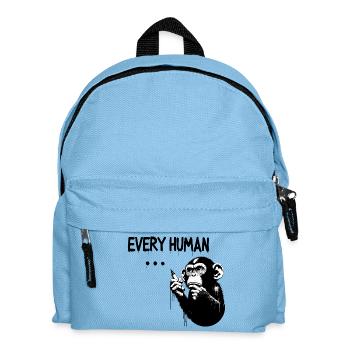CHAQUE ÊTRE HUMAIN ... | Singe pensant à la manière de Banksy - Sac à dos Enfant - bleu clair - Devant