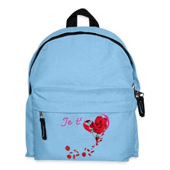 Je t aime avec son cœur de rose rouge - Sac à dos Enfant - bleu clair - Devant