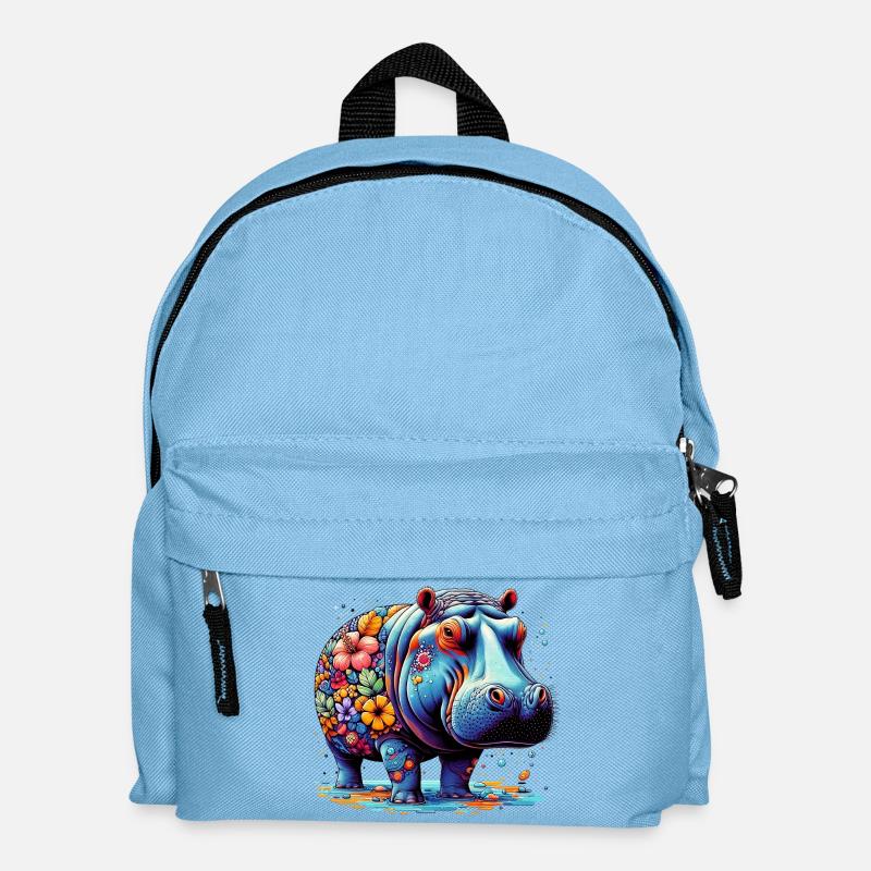 Nilpferd - Kinder Rucksack - Hellblau