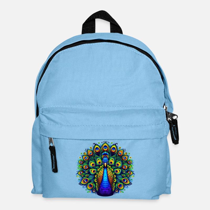 Pfau - Kinder Rucksack - Hellblau