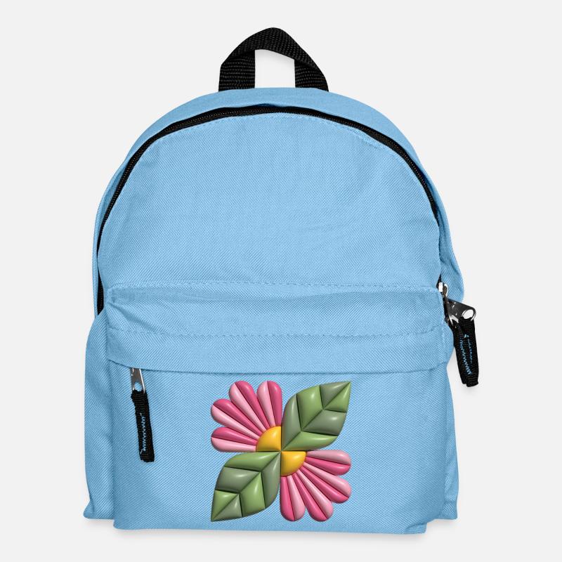 3d-Blumenquadrat - Kinder Rucksack - Hellblau