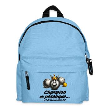 Pétanque champion... and bad faith - Kids' Backpack - light blue - Front