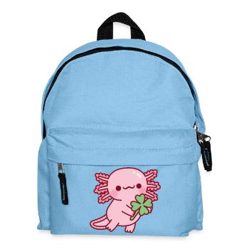 Niedlicher Axolotl mit glücklichem vierblättrigem Klee - Kinder Rucksack - Hellblau - Vorne