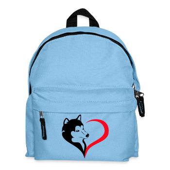 Husky avec silhouette en forme de cœur - Sac à dos Enfant - bleu clair - Devant