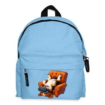 Dog with VR glasses in armchair - Kids' Backpack - light blue - Front