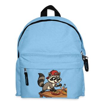 French Fries Thief: Funny Racoon Motif Kids - Kids' Backpack - light blue - Front