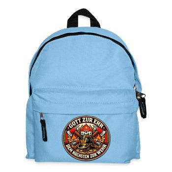 Feuerwehr Emblem Flammenhelm - Kinder Rucksack - Hellblau - Vorne