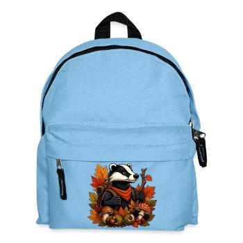 Autumnal badger with mushrooms - Kids' Backpack - light blue - Front