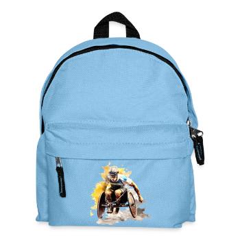 Éclaboussure aquarelle en course en fauteuil roulant - Sac à dos Enfant - bleu clair - Devant