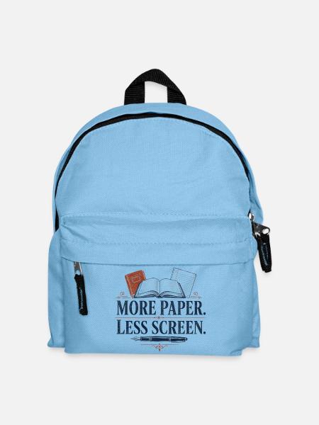 More Paper Less Screen - Kinder Rucksack - Hellblau