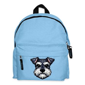Pixelhunde Schnauzerporträt im Retro-Stil - Kinder Rucksack - Hellblau - Vorne