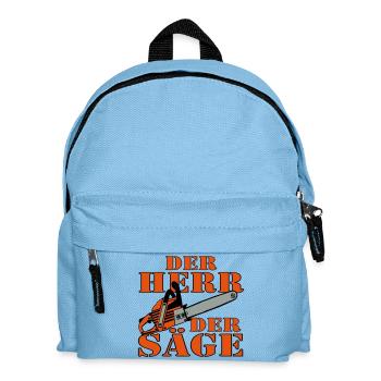 Motorsäge , Kaminholz , Der Herr der Säge, (25) - Kinder Rucksack - Hellblau - Vorne
