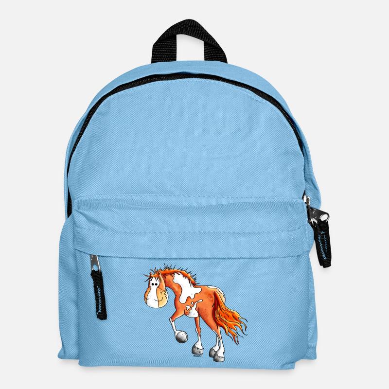 Knuffiger Pinto - Westernpferd - Kinder Rucksack - Hellblau