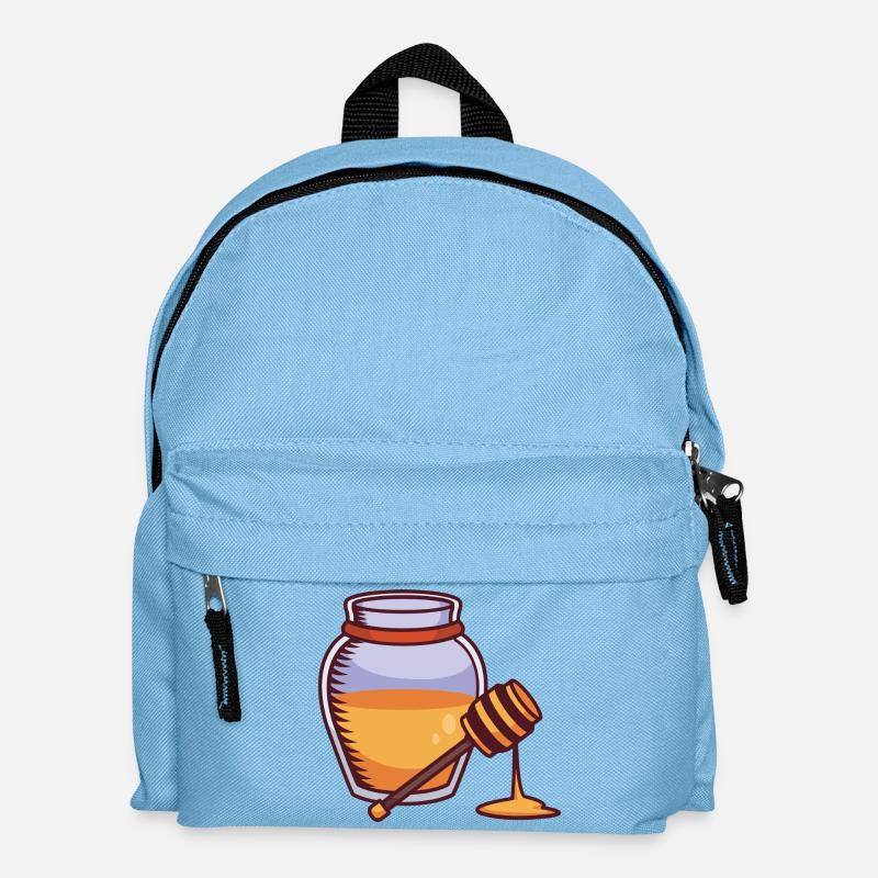 Honigglas mit Honigspeichel Illustration - Kinder Rucksack - Hellblau