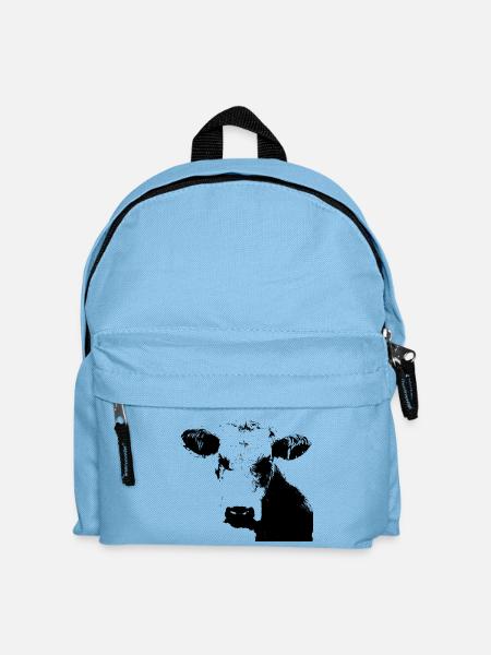 Cow Black Cow Cows Cattle Cow Head Gift - Kids' Backpack - light blue
