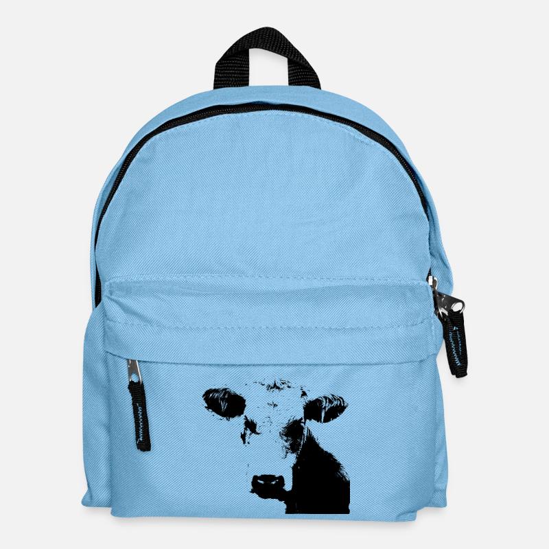 Kuh schwarz Rind Kühe Rinder Kuhkopf Geschenk - Kinder Rucksack - Hellblau