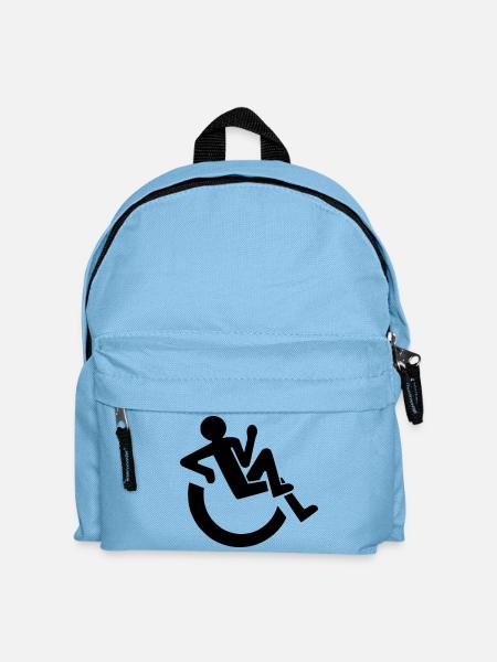 Utilisateur de fauteuil roulant détendu, roller, handicapé # - Sac à dos Enfant - bleu clair