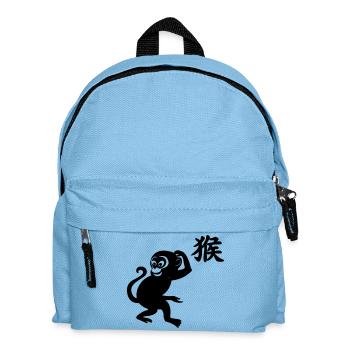 Chinesisches Schriftzeichen Affe mit Affenbild - Kinder Rucksack - Hellblau - Vorne