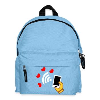 Smartphone in hand and phone with sweet hearts - Kids' Backpack - light blue - Front