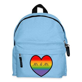LGBT Mr and Mr Regenbogenherz schwule Hochzeit - Kinder Rucksack - Hellblau - Vorne