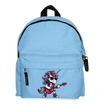 Einhorn Rock Metal Musiker Gitarre Design - Kinder Rucksack - Hellblau - Vorne
