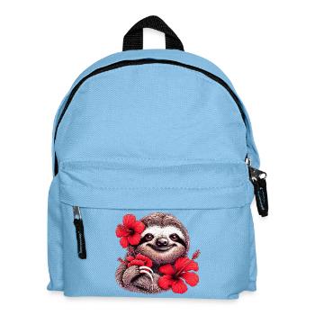 Sloth with hibiscus flowers - Kids' Backpack - light blue - Front