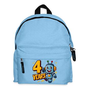 Fête d’anniversaire de quatre ans mignon petit robot pour enfants. - Sac à dos Enfant - bleu clair - Devant