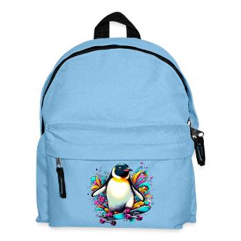 Pinguin Skateboard Skater Skater - Kinder Rucksack - Hellblau - Vorne