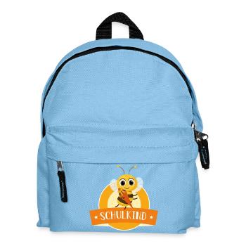 Schulkind fleißige Biene mit Zuckertüte (orange) - Kinder Rucksack - Hellblau - Vorne