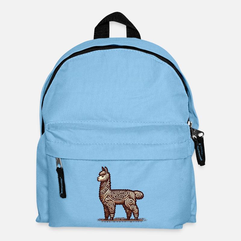 Lama mit Andenornament - Kinder Rucksack - Hellblau