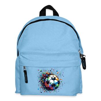 Bunt dynamisches Fußball Motiv mit Lichtreflexe - Kinder Rucksack - Hellblau - Vorne