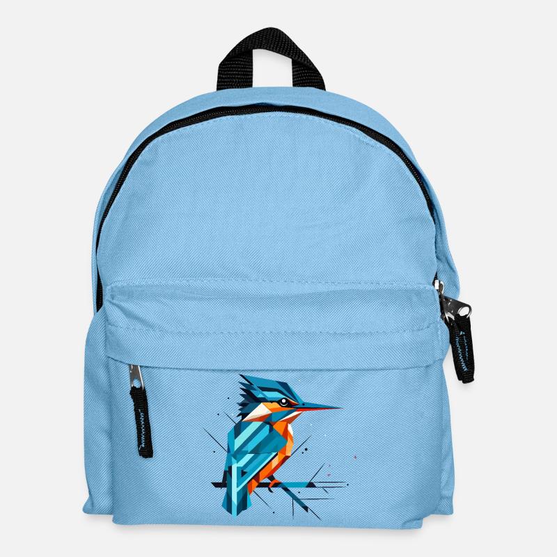 Geometrischer Eisvogel auf Ast –Moderne Naturkunst - Kinder Rucksack - Hellblau
