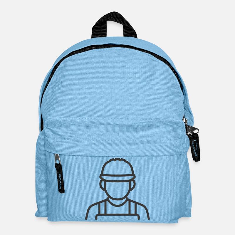 Construction Worker Icon – Minimalist Line Art Sty - Kids' Backpack - light blue