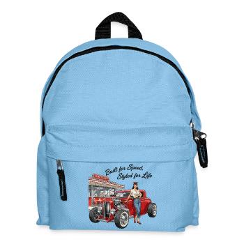 Vintage Hot Rod Girl  - Kinder Rucksack - Hellblau - Vorne