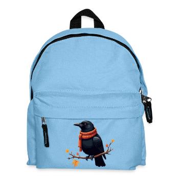 Herbstkrähe im Schal - Kinder Rucksack - Hellblau - Vorne
