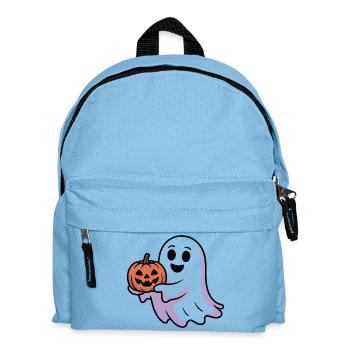 Halloween Ghost With Pumpkin Illustration - Kids' Backpack - light blue - Front