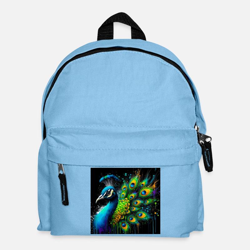 Pfau - Kinder Rucksack - Hellblau