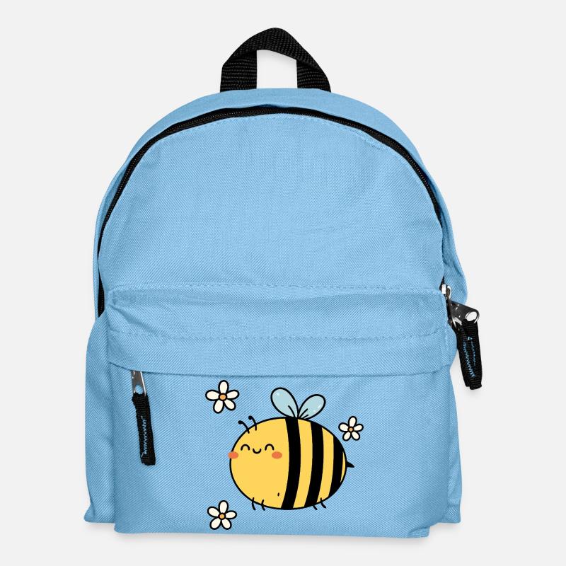 Summend vor Freude – Kawaii Bee & Blossoms - Kinder Rucksack - Hellblau