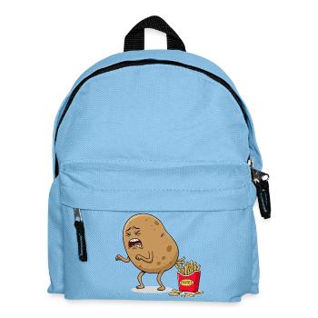 Funny Potato Cartoon with Fries Humor Illustration - Kids' Backpack - light blue - Front