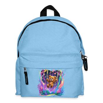 Neonwald-Teddybär auf Schaukel - Kinder Rucksack - Hellblau - Vorne