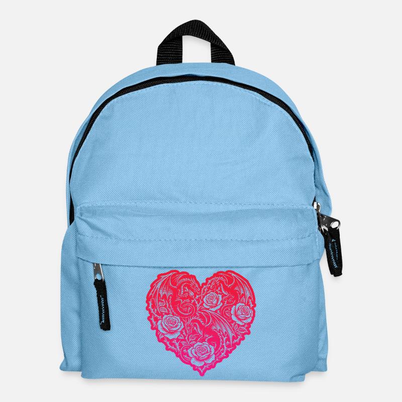 Herz Romantische Drachenrosen Liebe - Kinder Rucksack - Hellblau