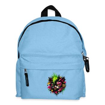 Neon Cat Graffiti Splatter - Kinder Rucksack - Hellblau - Vorne