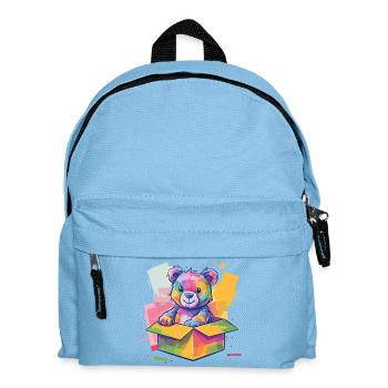 Regenbogenbär im Karton - Kinder Rucksack - Hellblau - Vorne