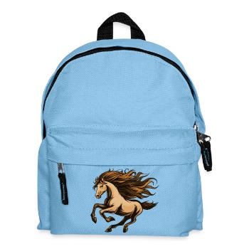 Cheval de feu à la crinière flottante - Sac à dos Enfant - bleu clair - Devant
