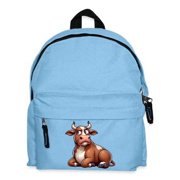 Funny Cow Cartoon Skeptical Bull Comic - Kids' Backpack - light blue - Front
